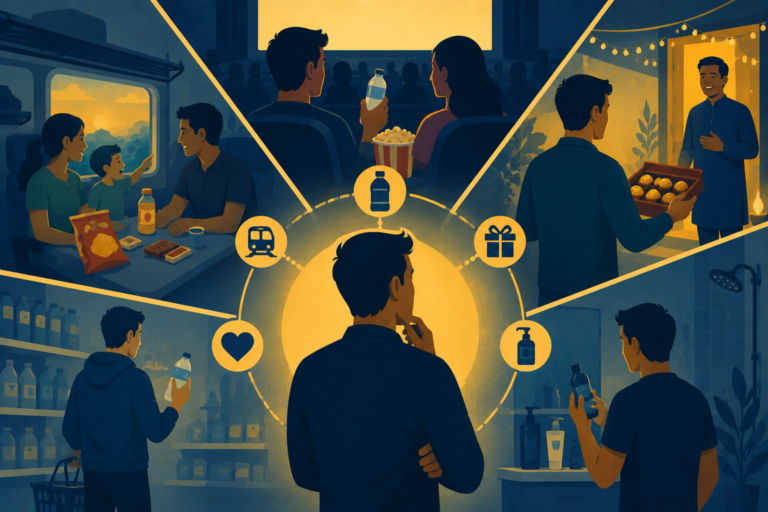 Illustration of different shopping contexts, representing buying situations and shifting brand preferences