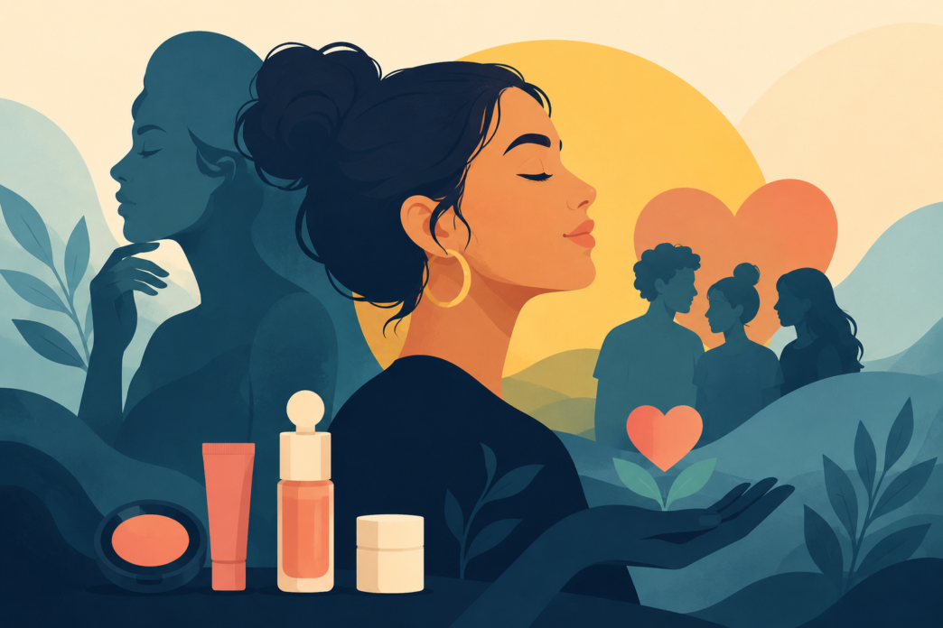 Illustration of a consumer representing the Rare Beauty brand strategy.