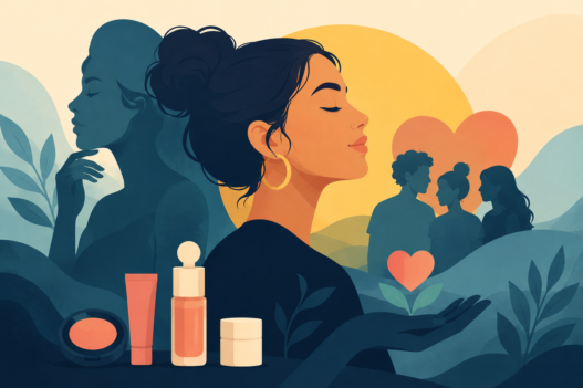 Illustration of a consumer representing the Rare Beauty brand strategy.