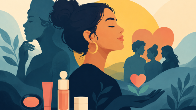 Illustration of a consumer representing the Rare Beauty brand strategy.