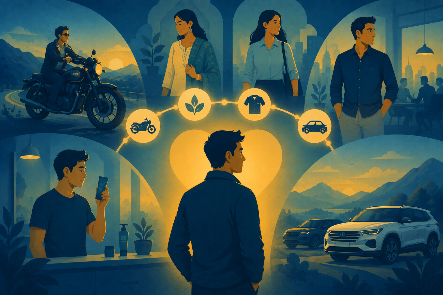 Illustration of a consumer identifying their personal style with a brand, representing self-congruence and loyalty