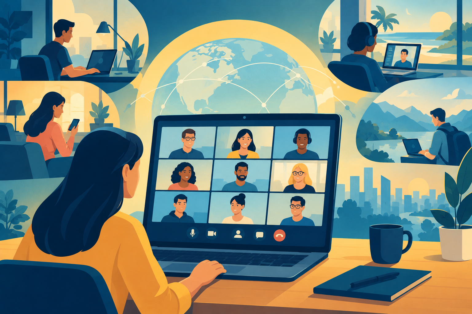 Illustration of a user joining a Zoom video call instantly with one click, representing product simplicity and ease of use