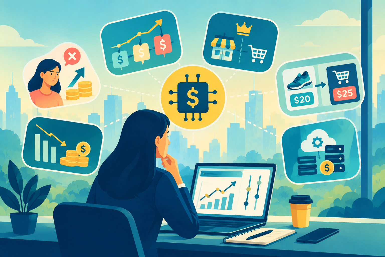 A digital price tag on a retail shelf changing dynamically via software, representing algorithmic pricing challenges