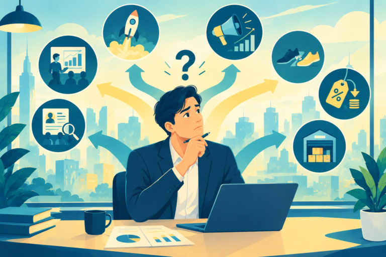 A business strategist analyzing financial forecast charts and uncertainty metrics on a glowing office screen, representing marketing uncertainty.