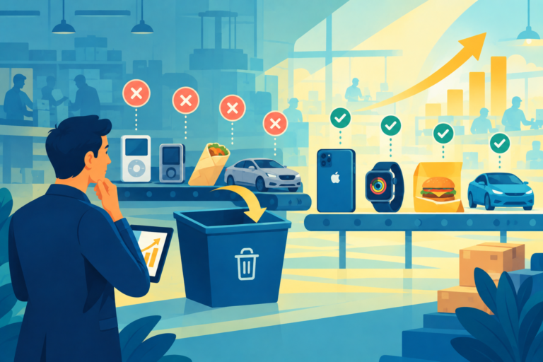 A sleek corporate dashboard highlighting inventory reduction and profit optimization, representing successful product retirement.